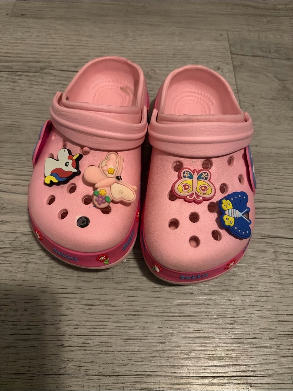 Kids Pink Butterfly Clog Shoes